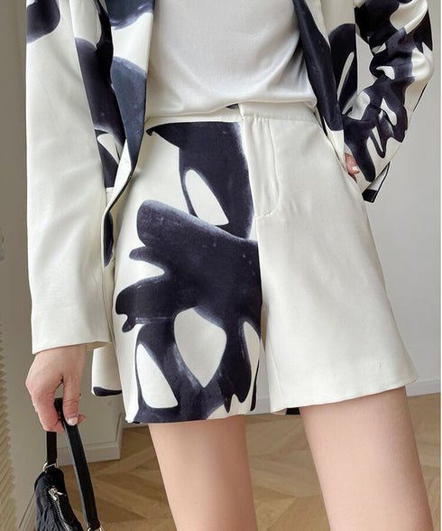 Abstract Print Tailored Shorts